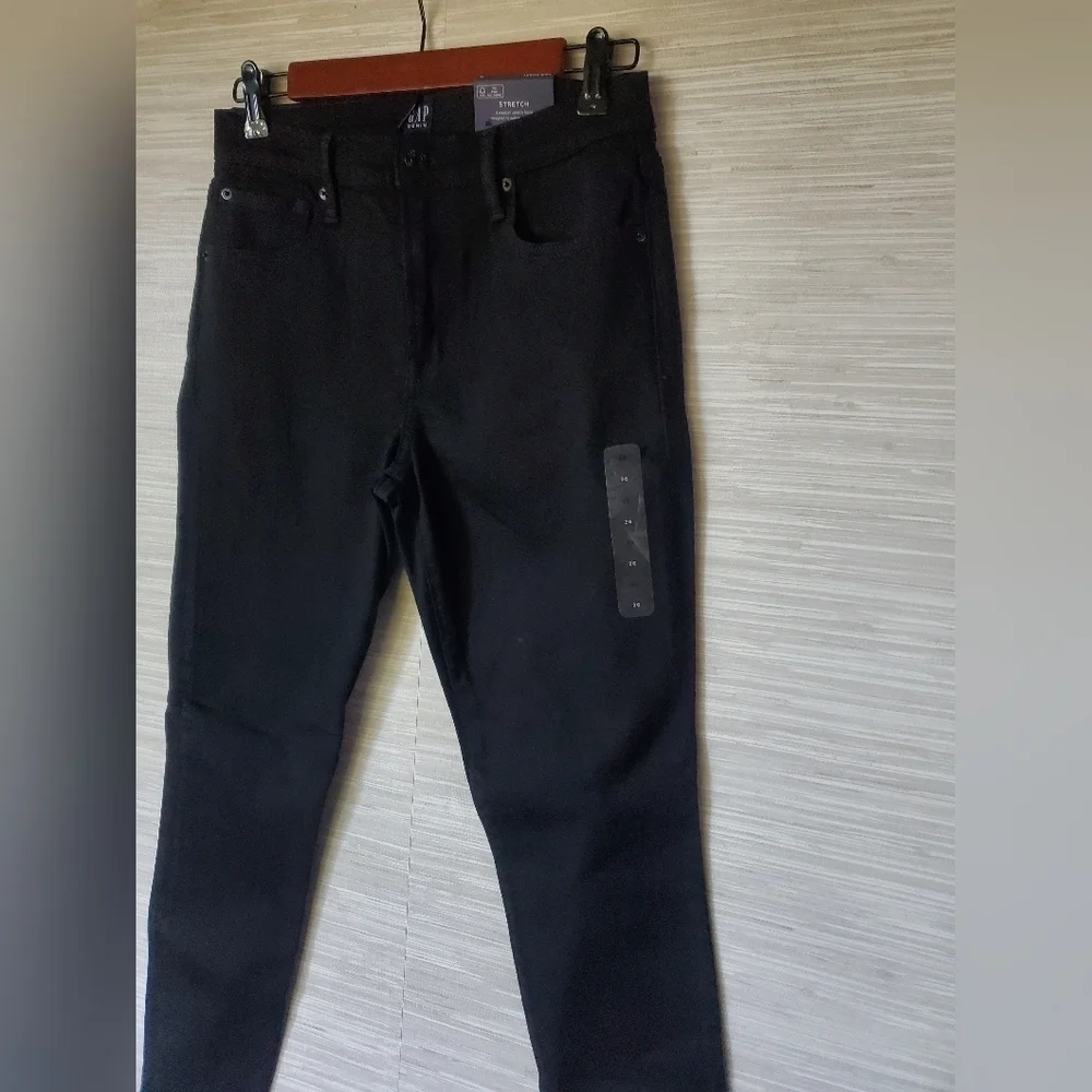 GAP Mid Rise Sculpt True Skinny Ankle Jeans Black Stretch Size 26/2 RT$99 NWT